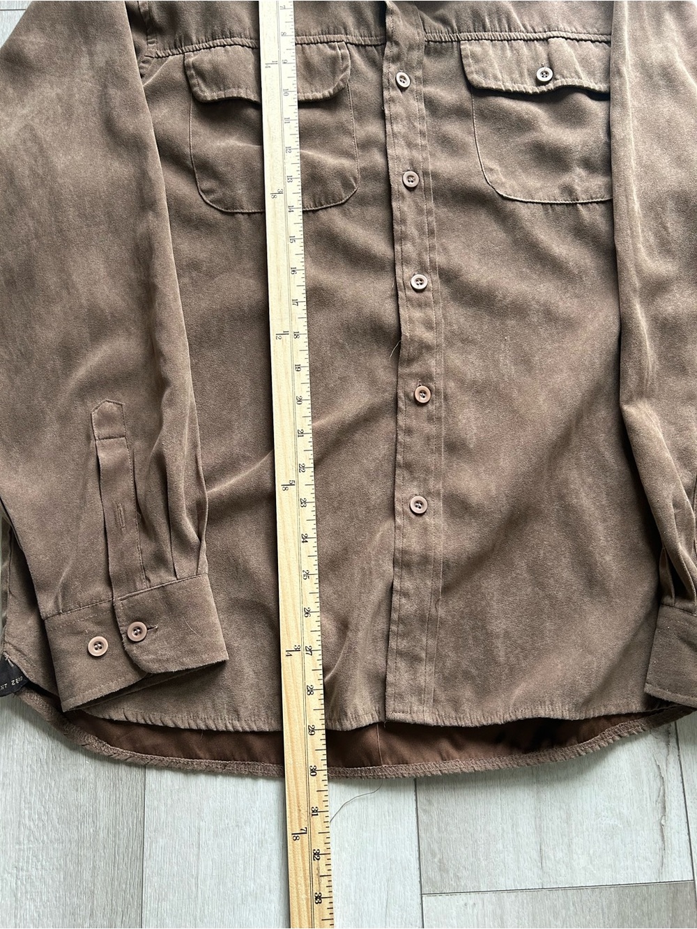 Men's Point Zero Y2K Brown Button-Up Work Shirt Jacket Medium - Picture 4 of 4